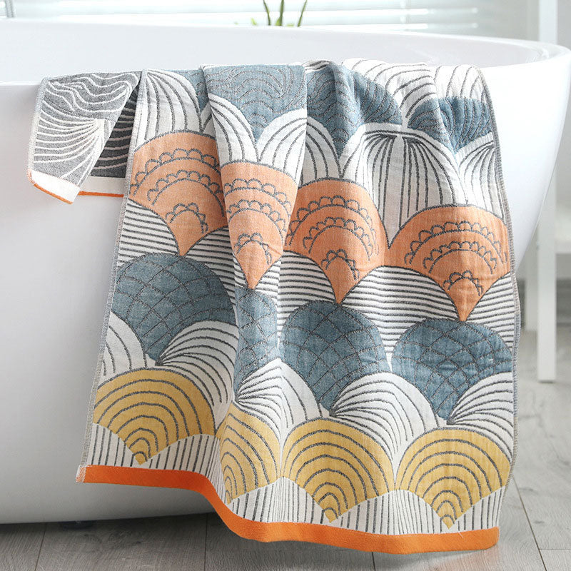 Asciugamano da bagno in cotone jacquard con stampa a conchiglia Ownkoti