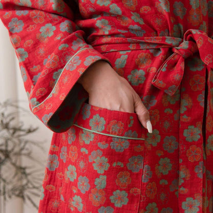 Accappatoio in cotone Plum Bossom con laccetto
