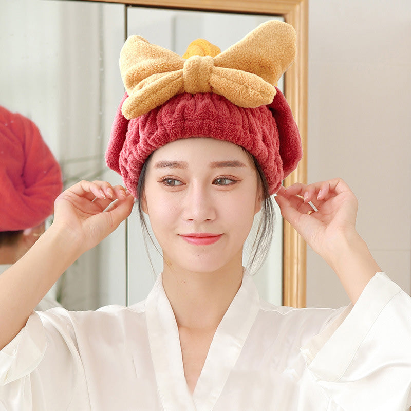 Cappello per asciugare i capelli con elastico a fiocco