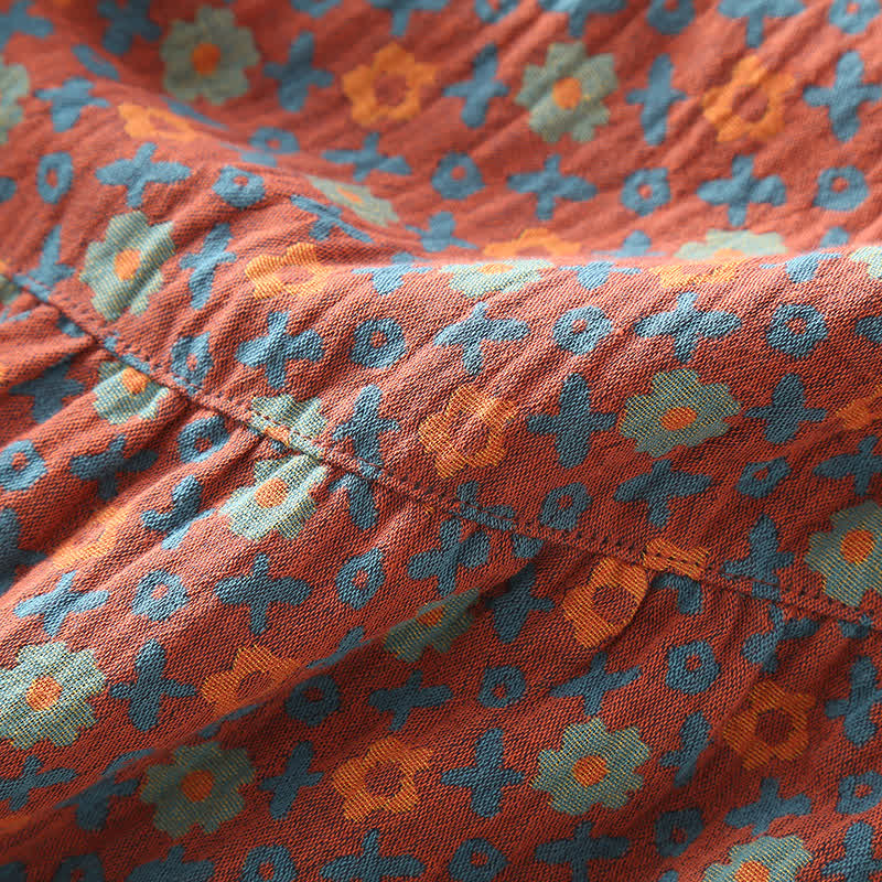 Camicia da notte in morbido cotone con scollo rotondo floreale