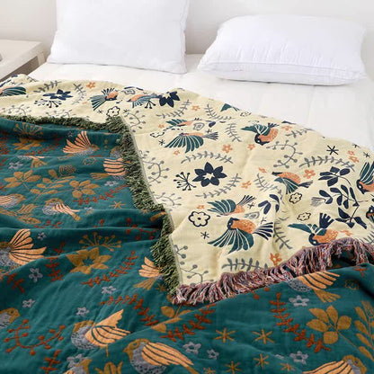 Trapunta reversibile traspirante Boho Flower Bird di Ownkoti