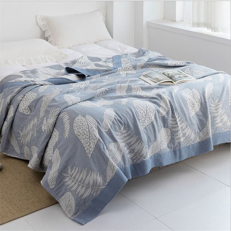 Coperta reversibile morbida in garza di cotone con motivo