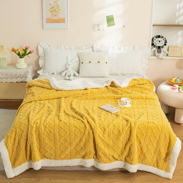 Morbida e accogliente coperta reversibile - Giallo - 200cm x 230cm - image 0