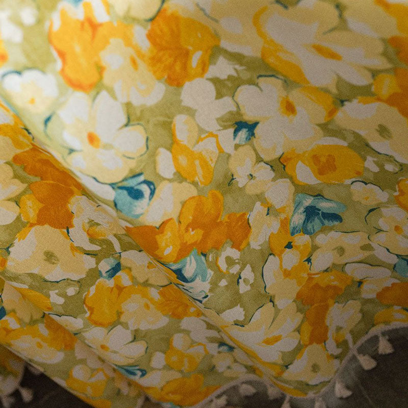 Tenda in cotone e lino con fiori gialli