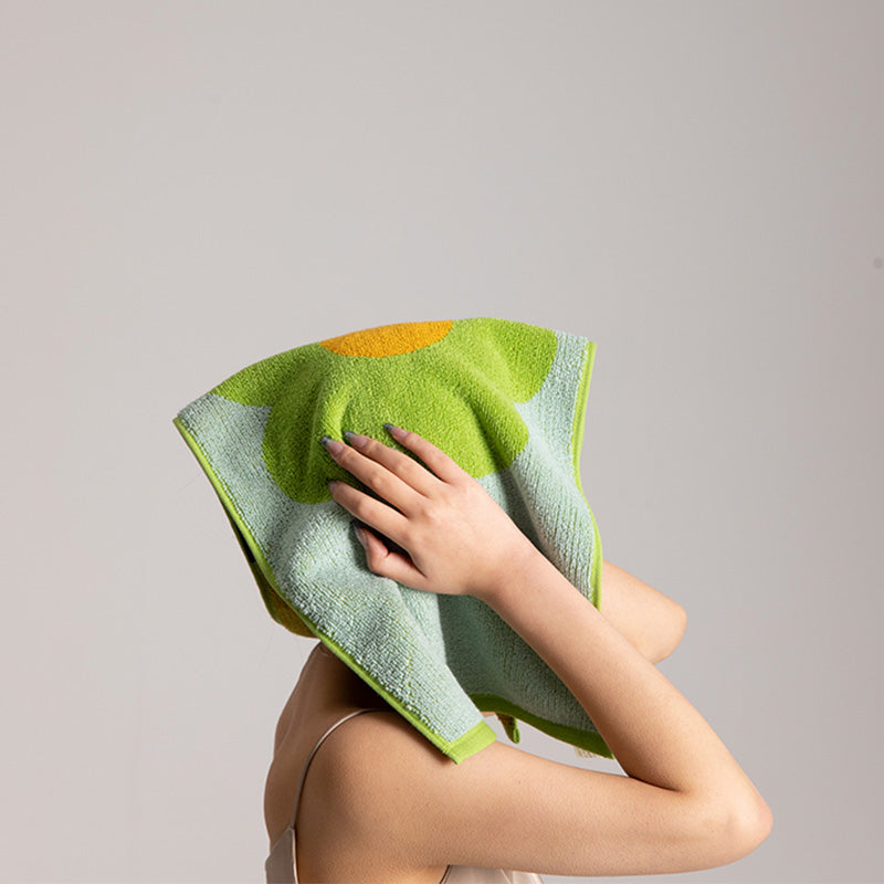Asciugamano traspirante in cotone colorblock con motivo floreale