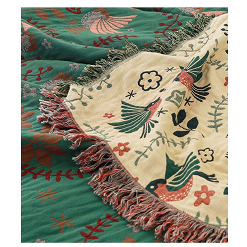 Coperta reversibile traspirante Boho Flower Bird di Ownkoti