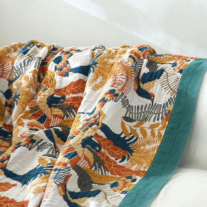 Copridivano reversibile con coperta a forma di fiore e uccello