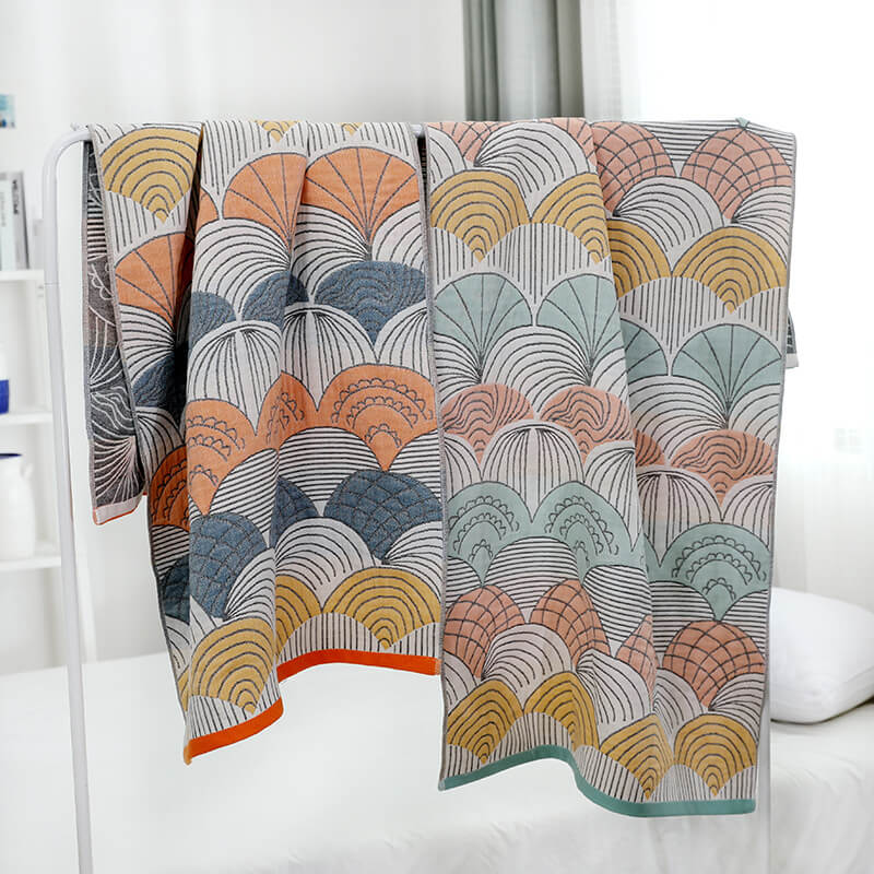 Asciugamano da bagno in cotone jacquard con stampa a conchiglia Ownkoti