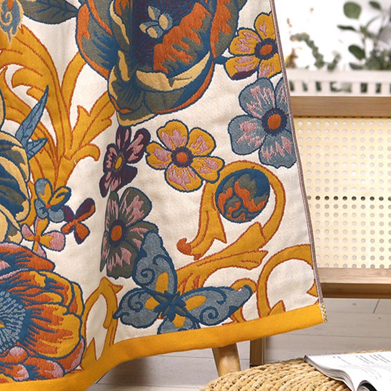 Asciugamano da bagno reversibile in cotone con fiori in fiore