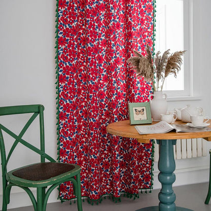 Tenda filtrante per la luce in stile dipinto di fiori rossi