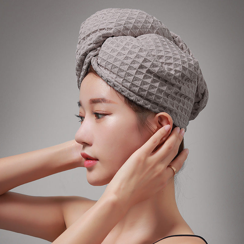Asciugamano per capelli con bottone a nido d'ape
