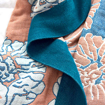 Coperta reversibile leggera in cotone con motivo peonia - image 4