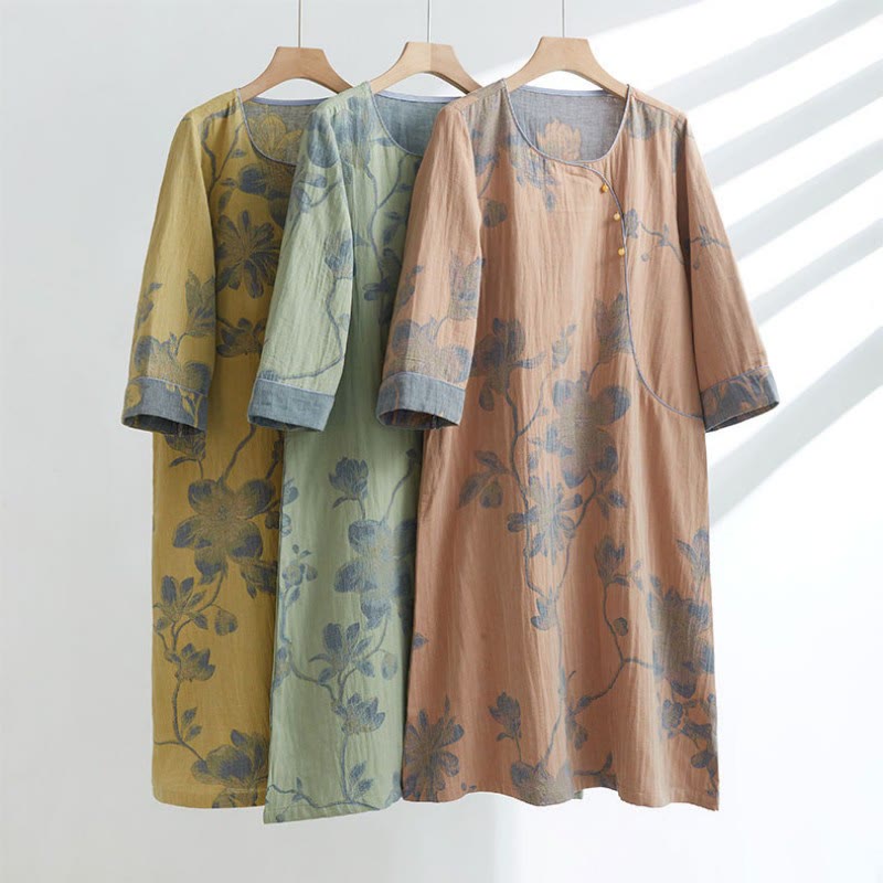 Camicia da notte corta in cotone jacquard Magnolia