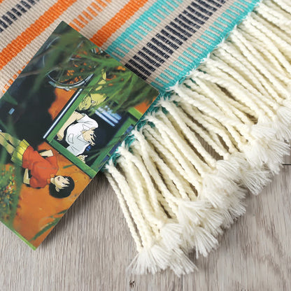 Coperta arcobaleno con nappe morbide a righe colorate