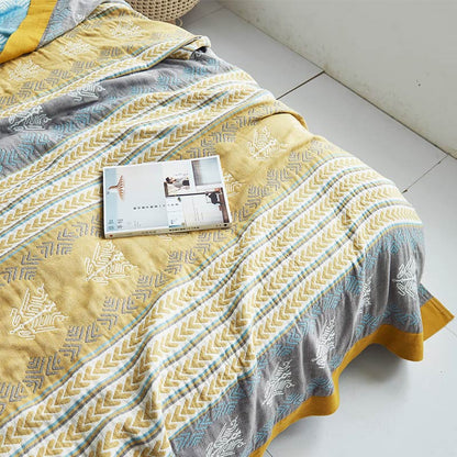 Coperta reversibile in cotone Ownkoti con stampa spiga di grano