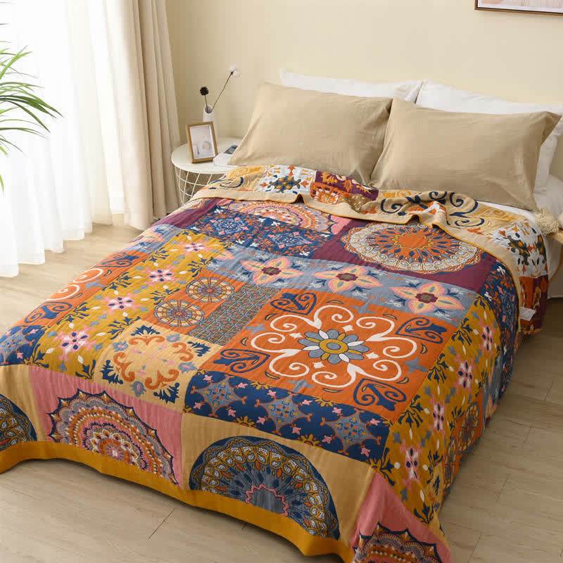Trapunta reversibile in cotone con motivo a quadri colorati Ownkoti
