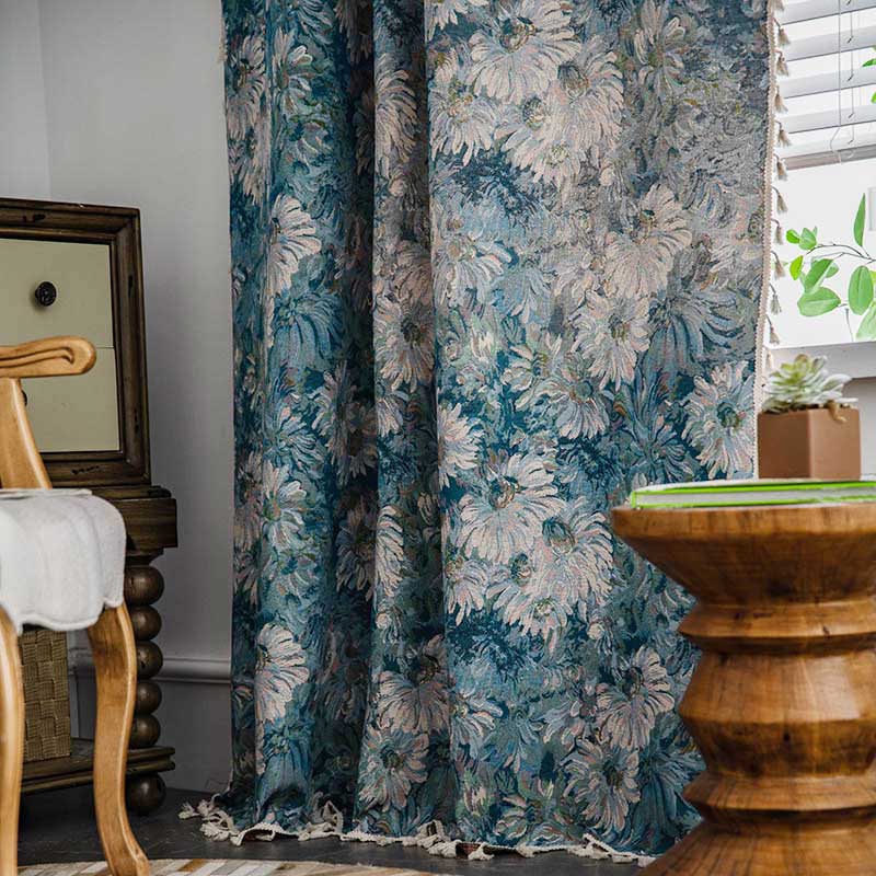 Tenda con nappa in stile dipinto a olio floreale