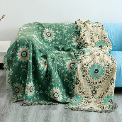 Copridivano retrò Ownkoti, coperta reversibile in cotone