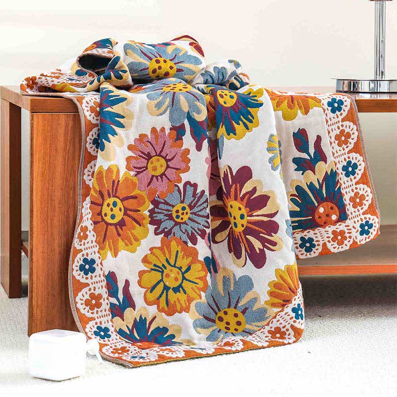 Asciugamano da bagno in morbido cotone con fiori luminosi