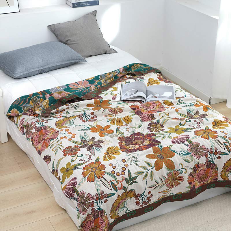 Morbida trapunta reversibile in cotone con motivo floreale di lusso. - image 5