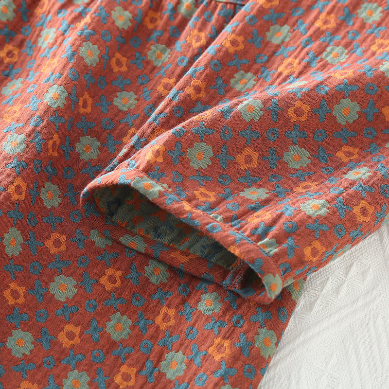 Camicia da notte in morbido cotone con scollo rotondo floreale